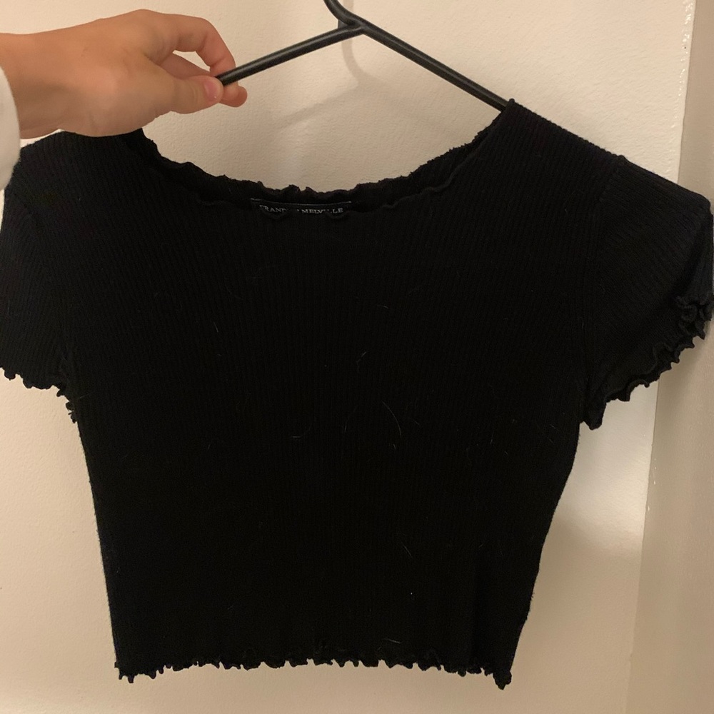 ruffle black top from brandy!